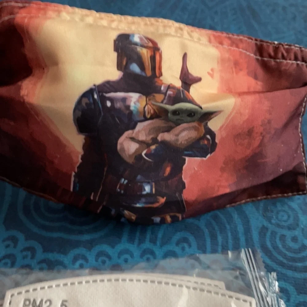 6/$20 New Mandalorian and Baby Yoda adjustable face mask